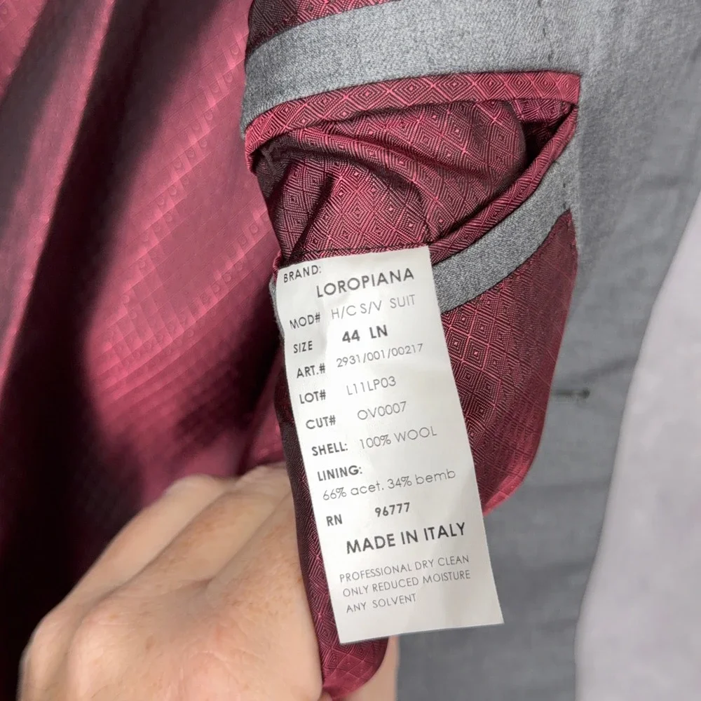 Loro Piana Super 130s Wool 3 Button Blazer Stefano Genovese 44‎ LN Grey Italy